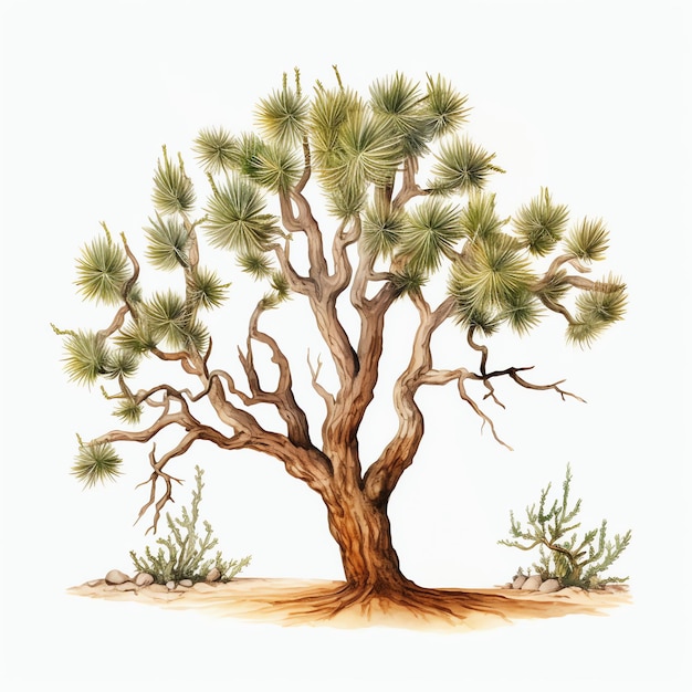 watercolor tree western wild west cowboy desert illustration clipart