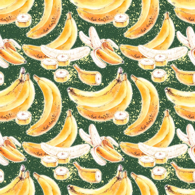 Watercolor tropical banana pattern