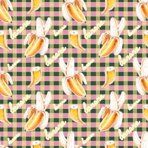 Watercolor tropical banana pattern