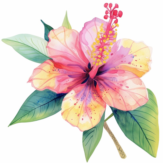 Watercolor tropical Ehmeya flower on white background ai illustration