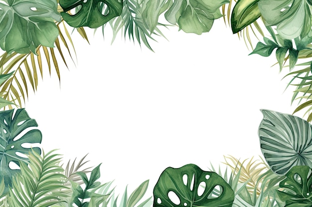 watercolor tropical leaves background