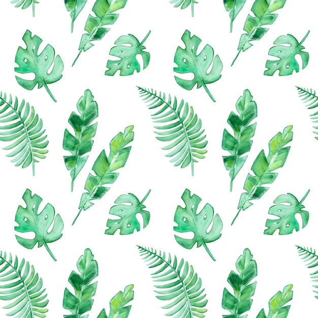 watercolor tropical leaves pattern