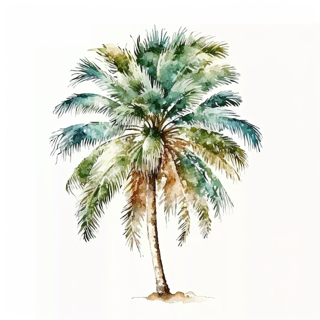 Watercolor Tropical Palm Illustration AI GenerativexA