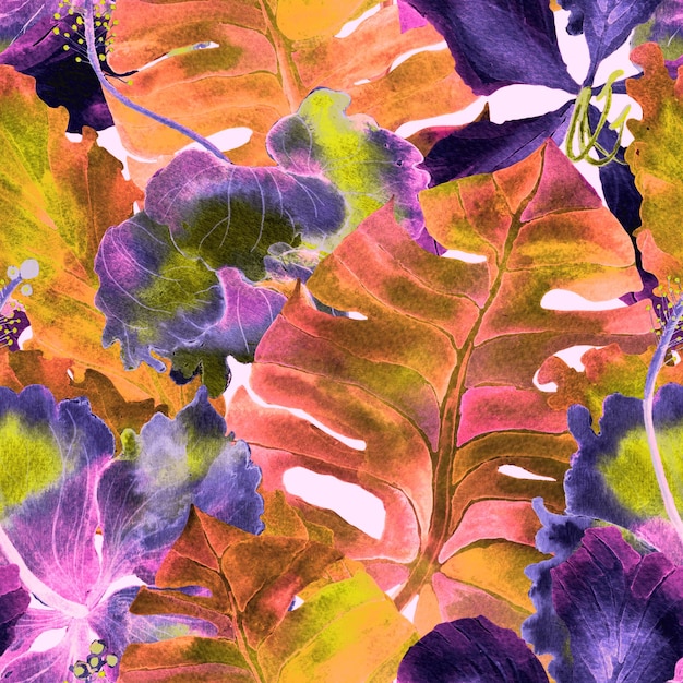 Photo watercolor tropical pattern.