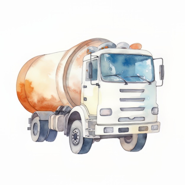 白い背景を持つ水彩画のトラック