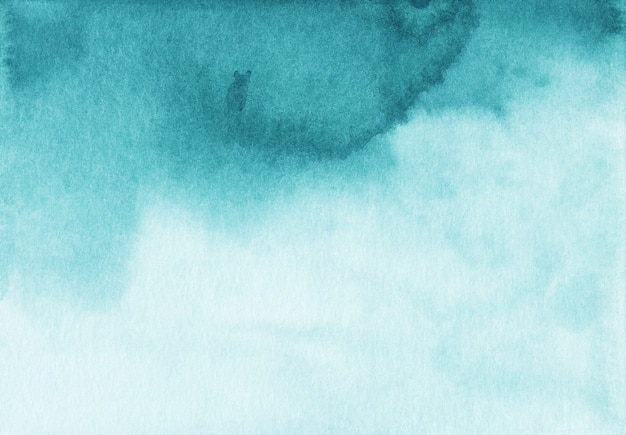 Watercolor turquoise and white gradient background texture. Aquarelle liquid abstract blue backdrop. Hand painted