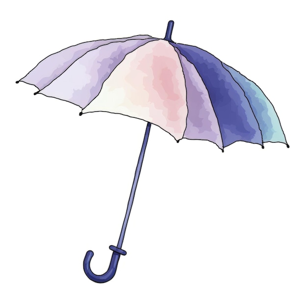 Watercolor umbrella illustration on white background Watercolor hand drawn illustration