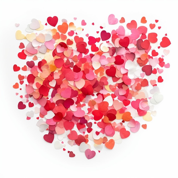 Watercolor Valentine's Day confetti white background AI generate illustration