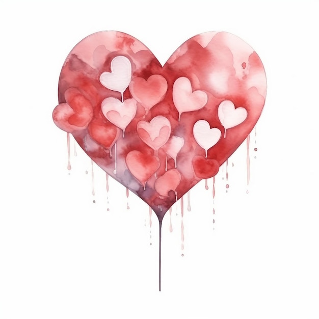 Photo watercolor valentine's day heartshaped balloon arch white background ai generate