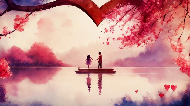 Photo watercolor valentines day background