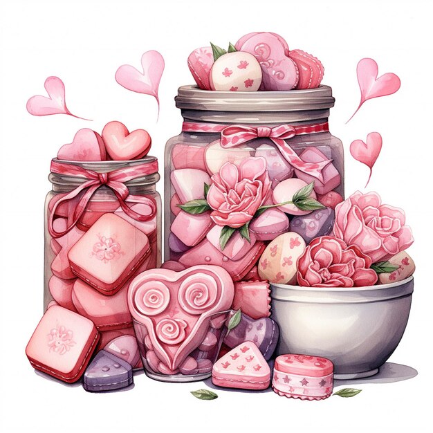 Photo watercolor valentines day candy