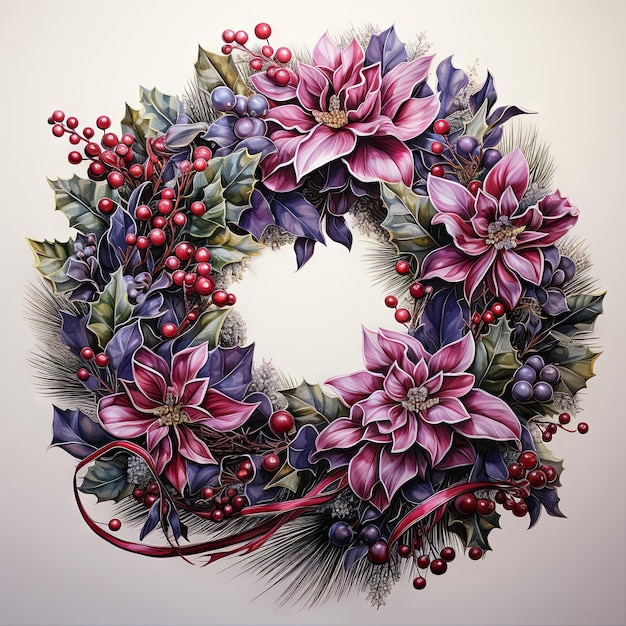 Photo watercolor vector illustration of a christmas wreaths