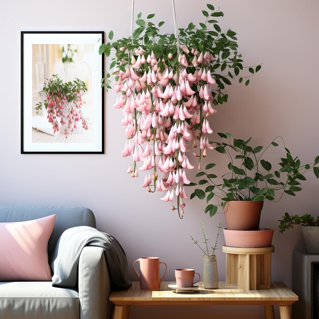 Watercolor vector illustration of a plant in a vase