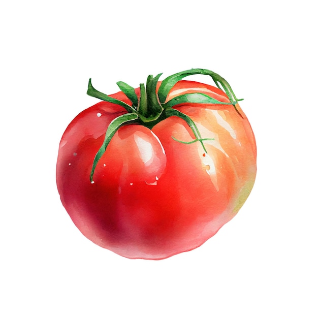 Watercolor vegetables tomato isolated on white background