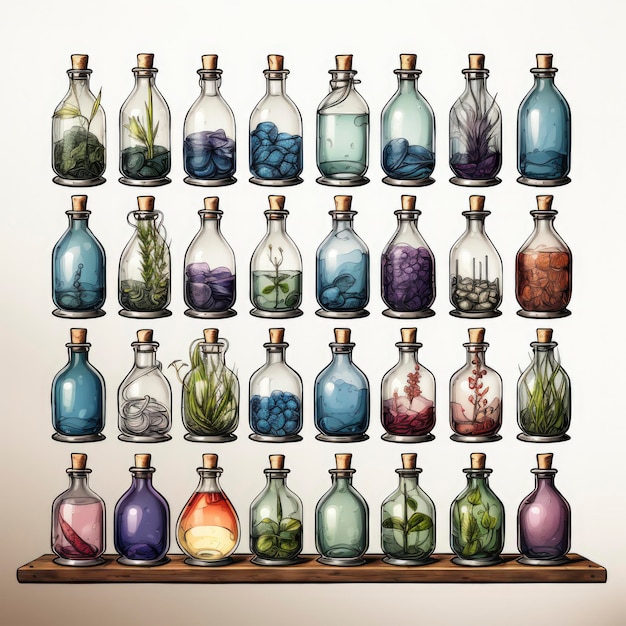 Watercolor vintage aroma luxury bottle