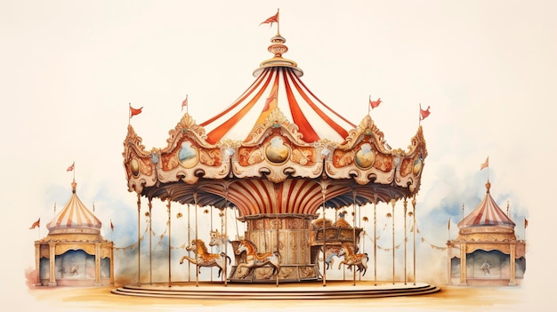 Watercolor Vintage Carousel