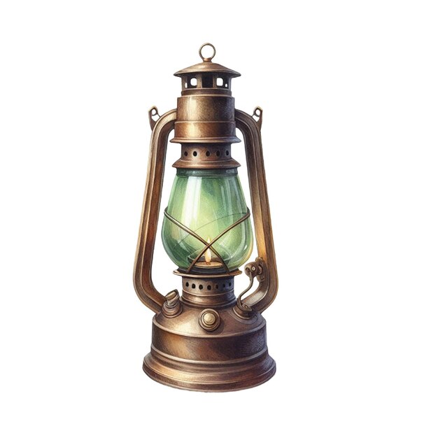 Photo watercolor vintage kerosene lamp clipart