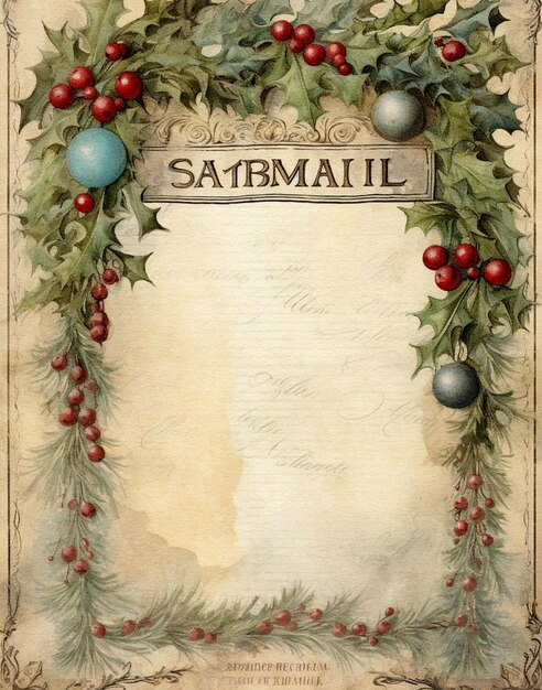 Foto acquerello carta vintage natale lettera vuota scrapbook carta natale