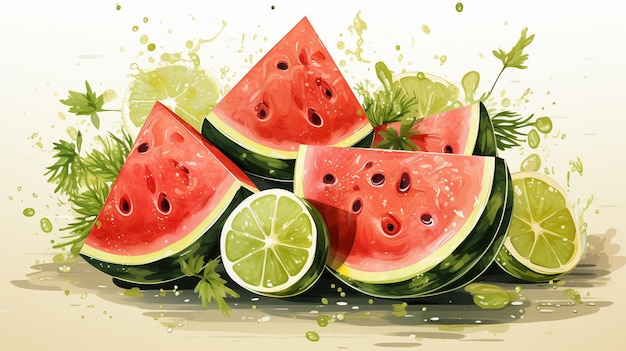 watercolor watermelon slices illustration