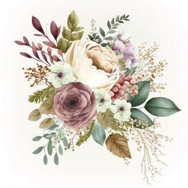 Watercolor wedding bouquet Illustration AI GenerativexA