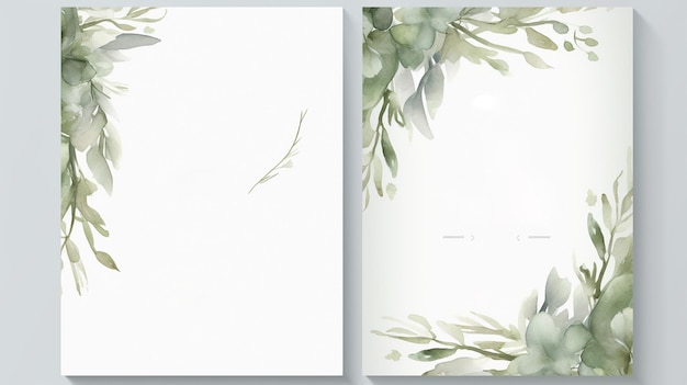 watercolor wedding invitation card with eucalyptus leaves floral frame eucalyptus branches eucalyptus branches Generative AI illustrator