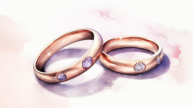 Watercolor Wedding Rings