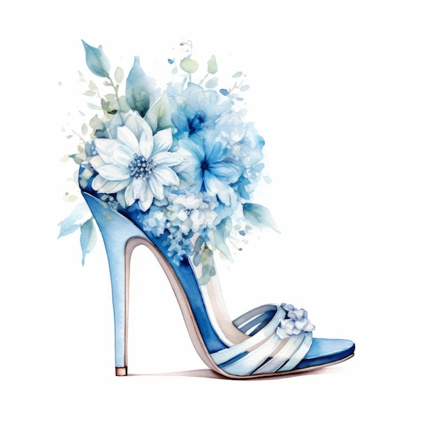 Photo watercolor wedding shoes