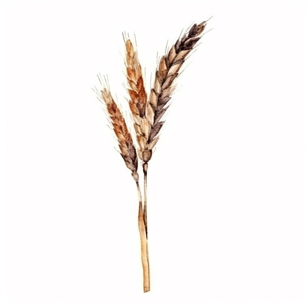 A watercolor of wheat and a stem.