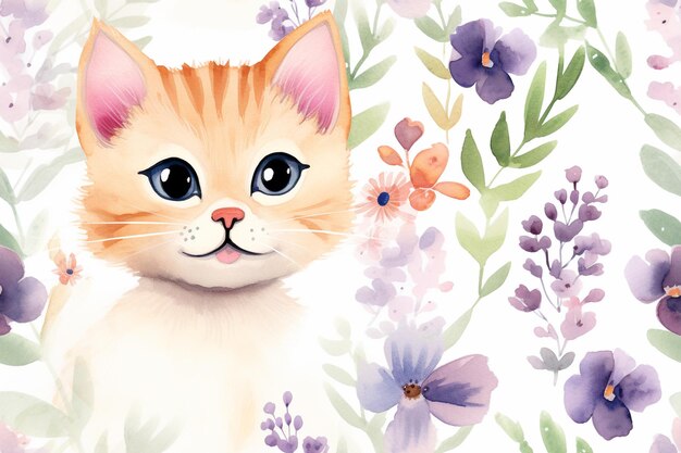 Watercolor Whiskers and Blossoming Whimsy