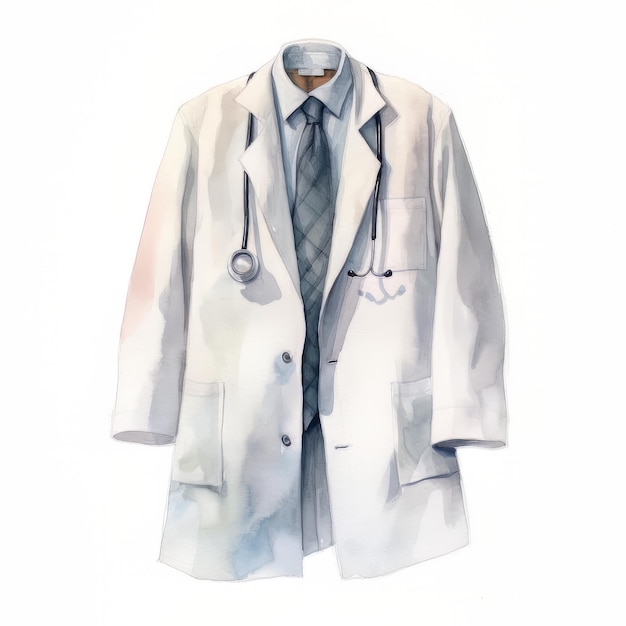 watercolor white lab coat