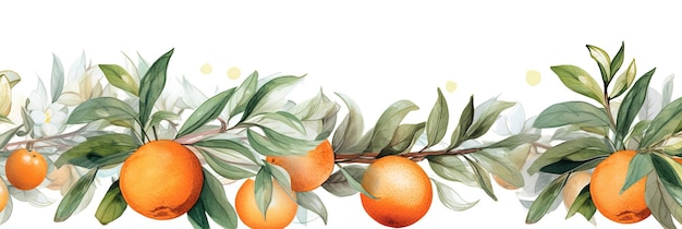 写真 枝のオレンジの広い水彩のバナー
