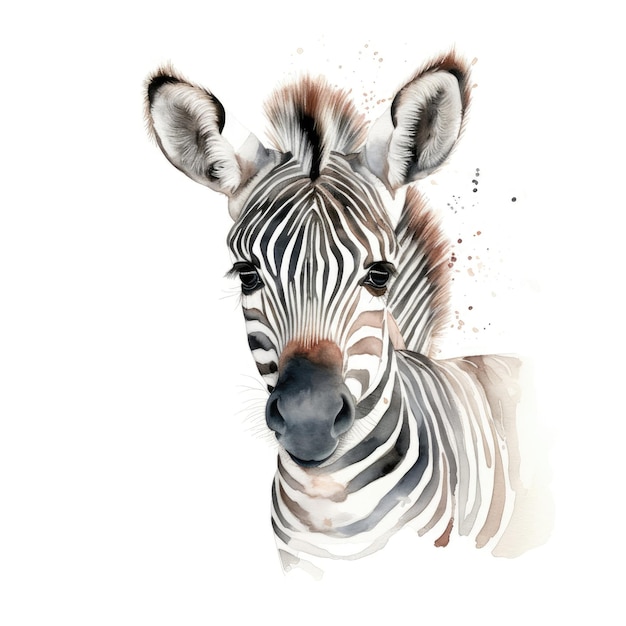 Watercolor wild animal zebra