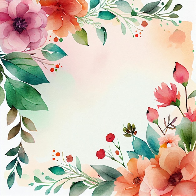 Watercolor wild flowers background aquarelle spring flowers illustration Generative AI