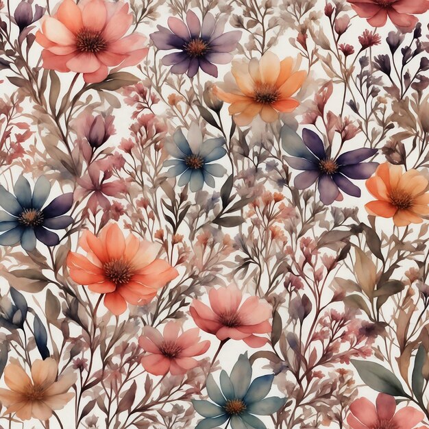 Watercolor wildflower pattern