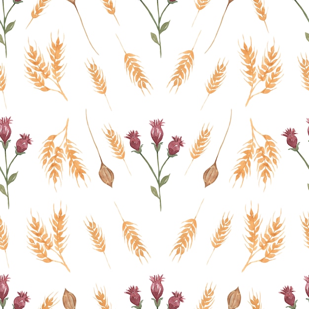 Photo watercolor  wildflower seamless floral pattern, delicate flower bouquet wallpaper.