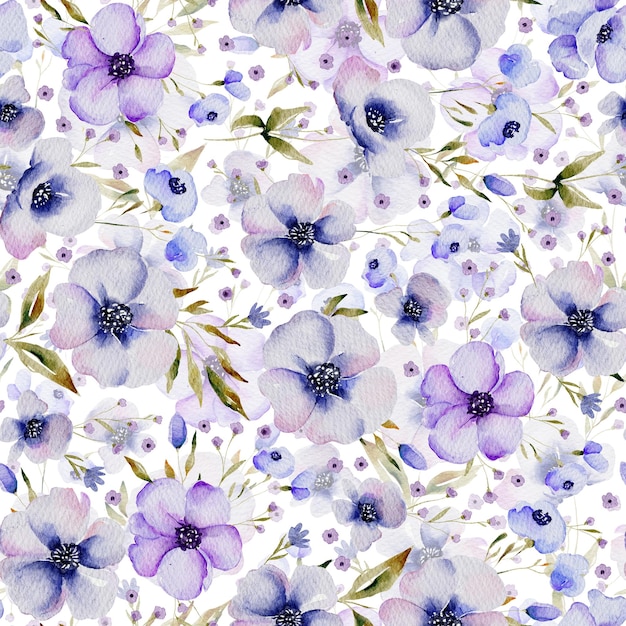 Photo watercolor wildflower seamless pattern flower elegant bloom print