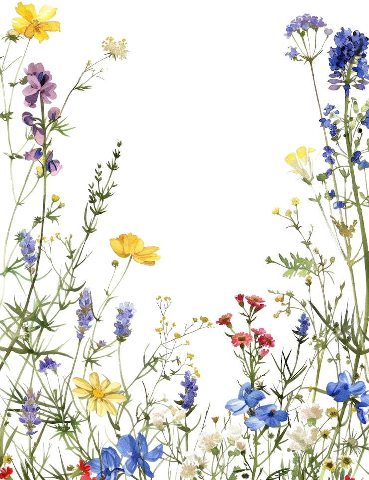 Photo watercolor wildflowers isolated with white background meadow theme aig56