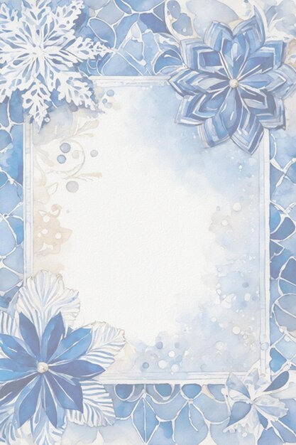 Акварель зимний цифровой синий замороженный фон