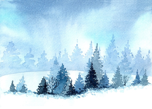 Photo watercolor winter illustration