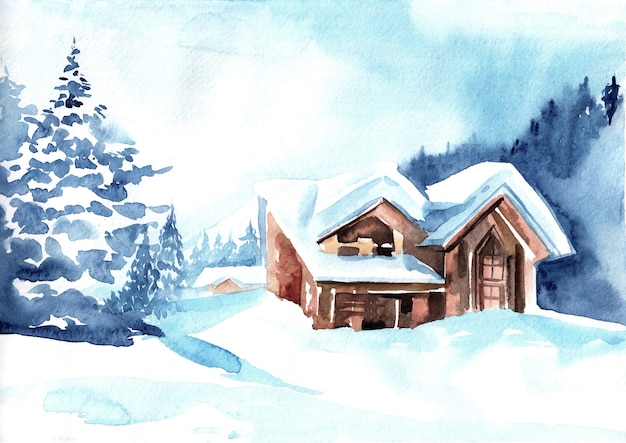 Photo watercolor winter illustration