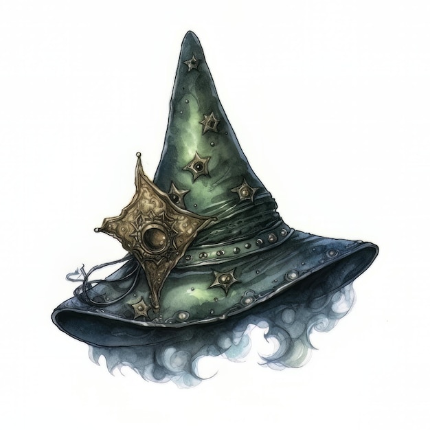 watercolor witch hat illustration for kids