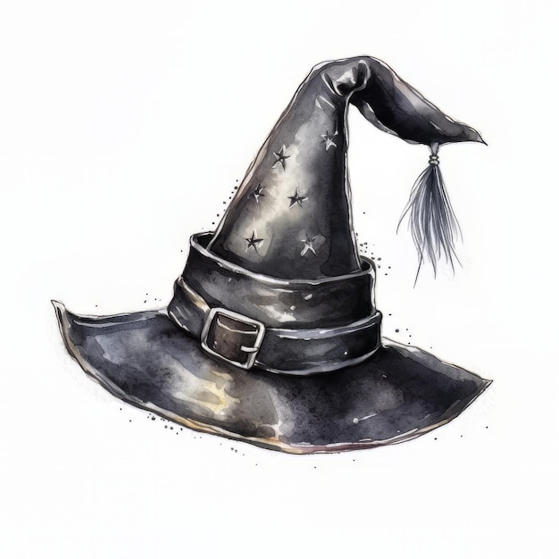 watercolor witch hat