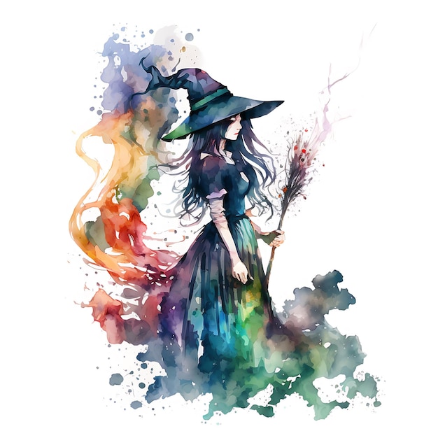 Photo watercolor witch