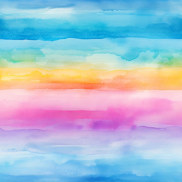 虹と海の水彩を用いた水彩画
