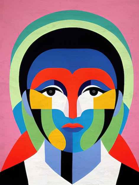 watercolor woman portrait abstract painting contemporary art mid century modern design