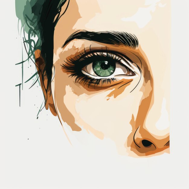 Watercolor Woman39s Eye Green And Amber Illustration