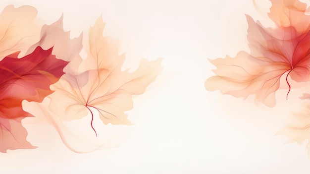 Watercolor works of maple leaf with gold lines