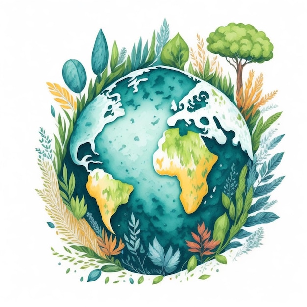 Watercolor world environment day illustration