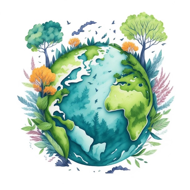 Watercolor world environment day illustration