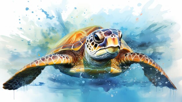 watercolor World Turtle Day 23th May Generative AI